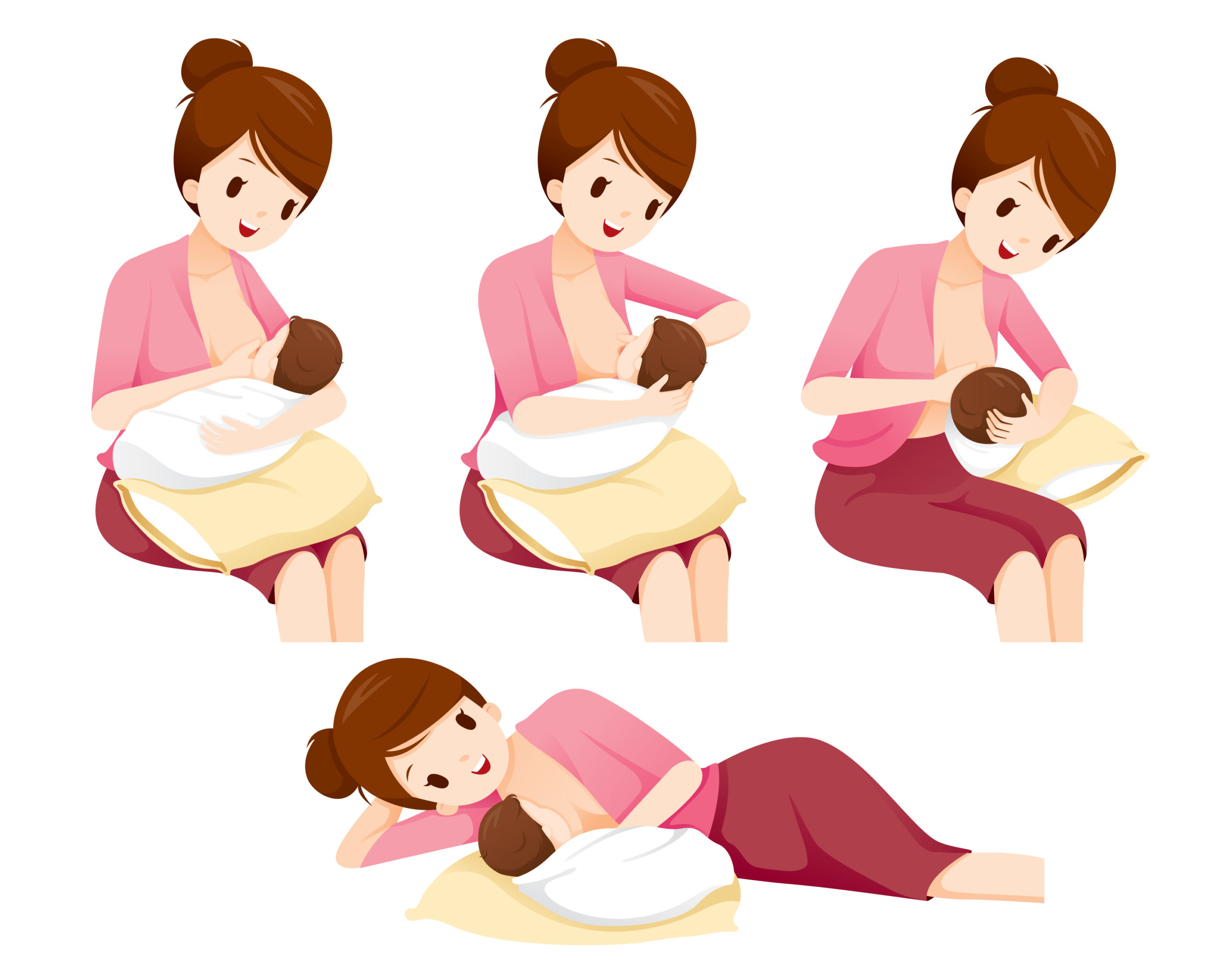 Breastfeeding Position Vector Illustration Set Cartoon, 44% OFF
