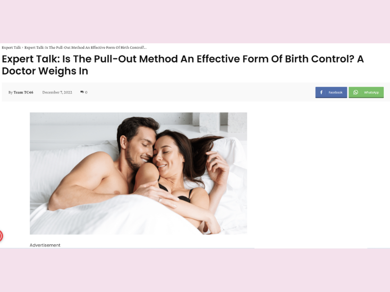 Expert Talk: Is The Pull-Out Method An Effective Form Of Birth