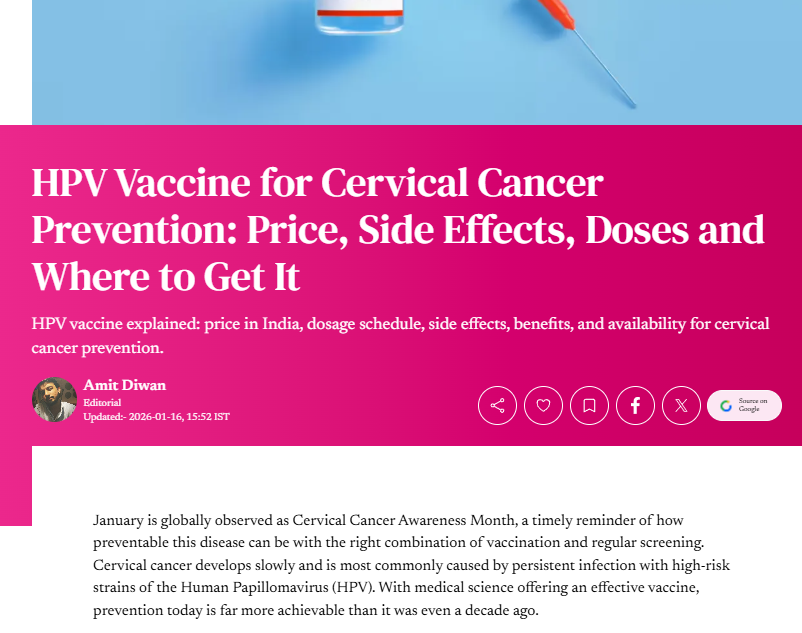 HPV Vaccine for Cervical Cancer Prevention: Price, Side Effects, Doses and Where to Get It