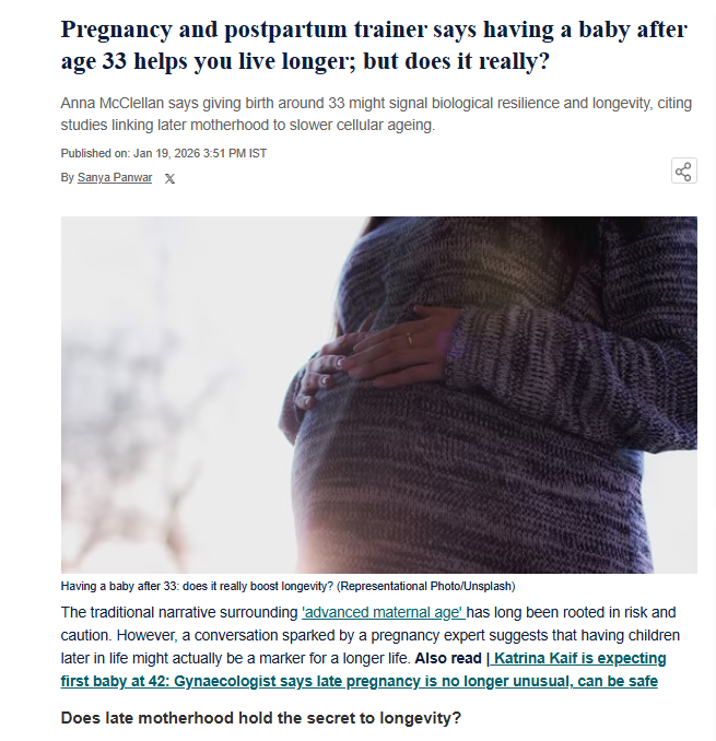 Pregnancy and postpartum trainer says having a baby after age 33 helps you live longer; but does it really?