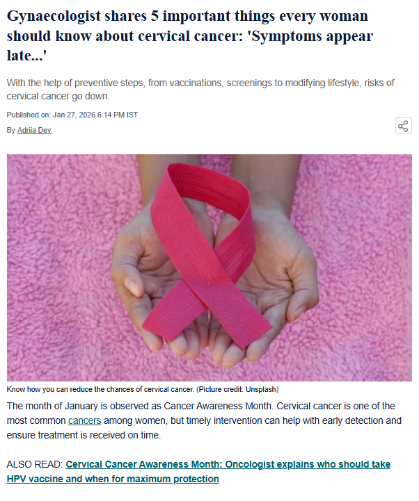 Gynaecologist shares 5 important things every woman should know about cervical cancer: 'Symptoms appear late...'