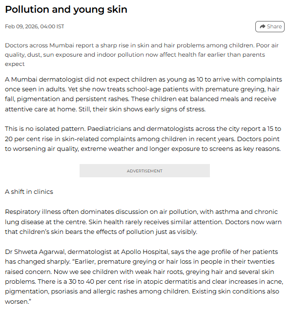 Pollution and young skin