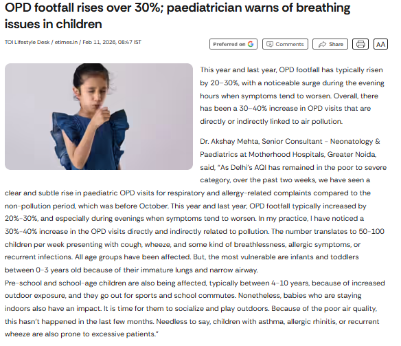 OPD footfall rises over 30%; paediatrician warns of breathin